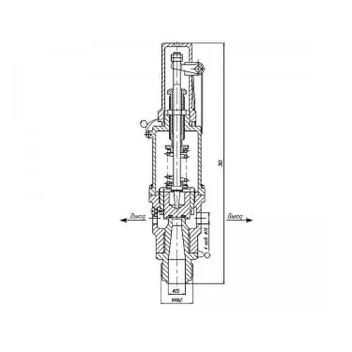 Клапан латунный предохранительный пружинный полноподъемный с принудительным подрывом 524-3642-01 (ИПЛT.49414121-01) 
